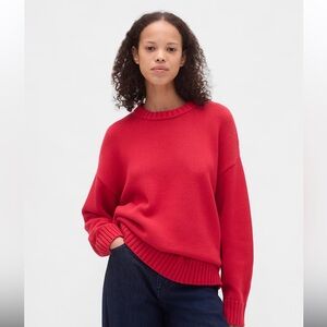 GAP Women's 100% Cotton Red Crew Neck Sweater